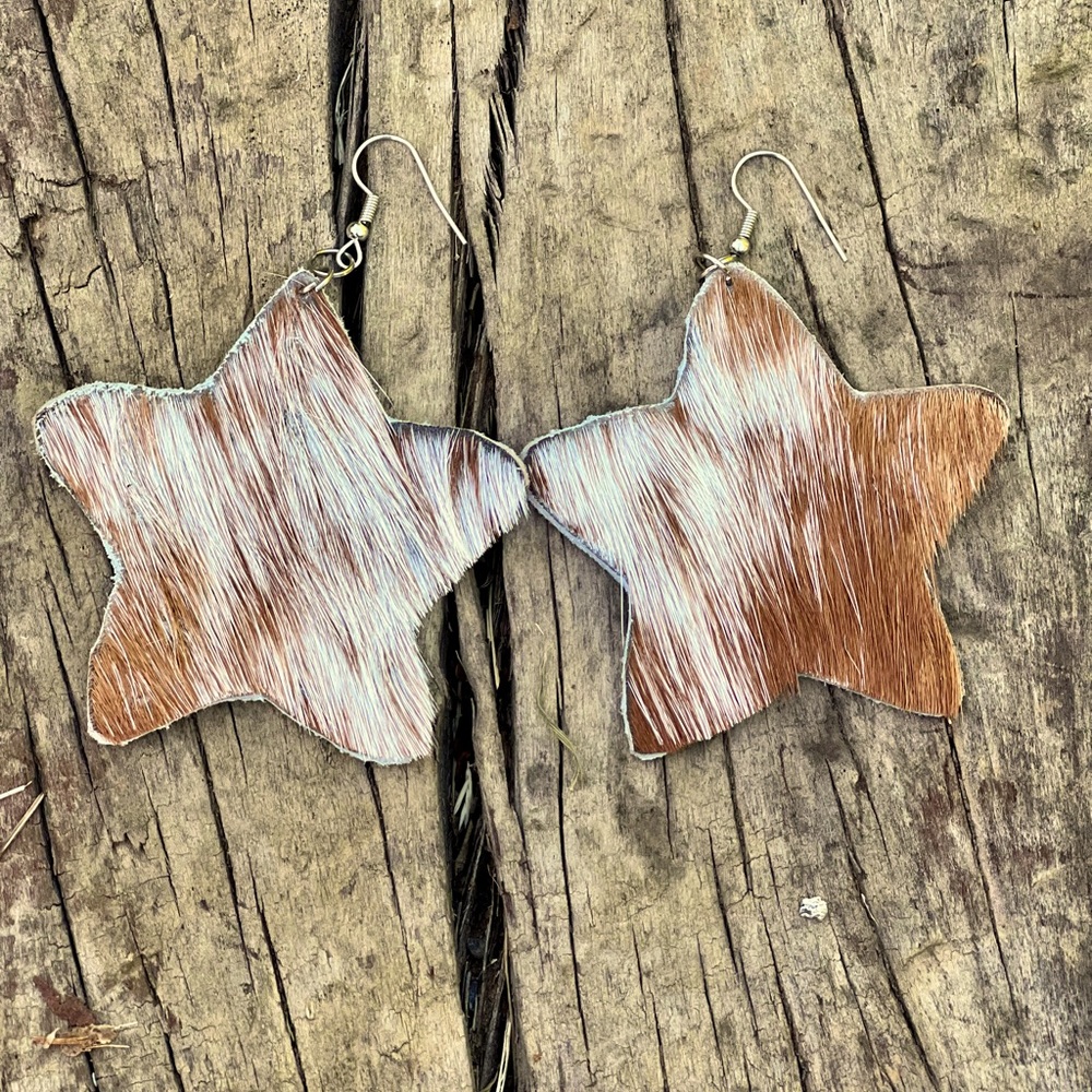 Cowhide Star earrings